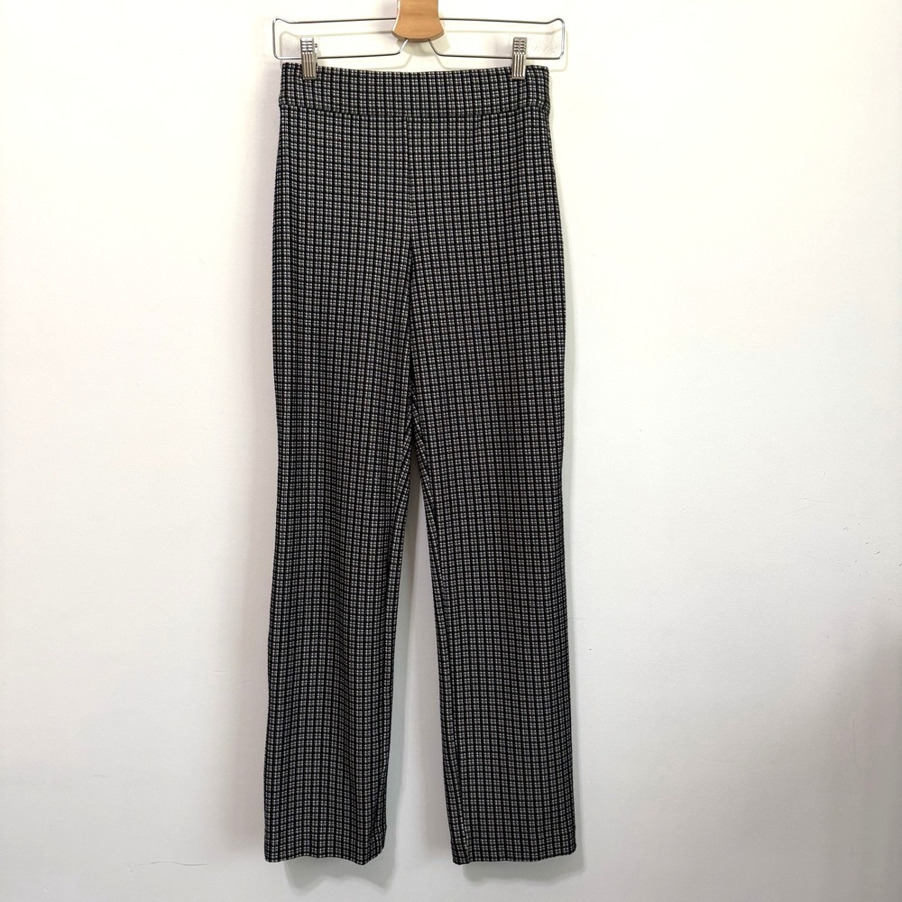 SPANX Pants S Perfect Fit Ponte Wide Leg Jacquard Plaid Pants Pull On Stretch